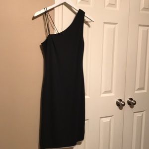 Reversible Black/Tan asymmetrical cocktail dress